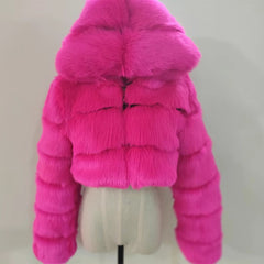 High Quality Furry Cropped Faux Fur Coats and Jackets for Women