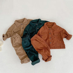 Kids Clothing Set Corduroy Coat and Pants 2Pcs Boys Suits Casual Girls Clothes