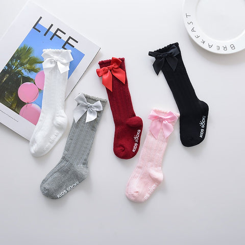 New Big Bow Knee High Long Soft Girls Socks