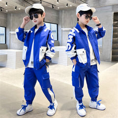 Fashion Boys Clothing Spring Autumn Patchwork Long Sleeve Sets