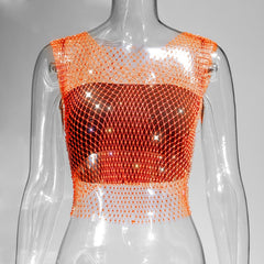 Sexy See Through Fishnet Tank  Crop Tops for Women