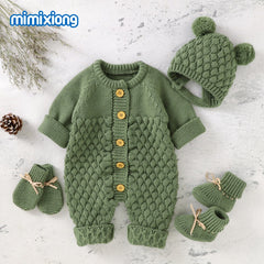 Unisex Baby Rompers Jumpsuits, Caps Clothes Sets for Newborn