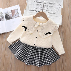 kids coat winter sweater+bow tie Tulle dress