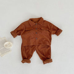 Kids Clothing Set Corduroy Coat and Pants 2Pcs Boys Suits Casual Girls Clothes