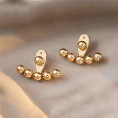 Elegant Metal Heart-Shaped Back Hanging Pearl Earrings