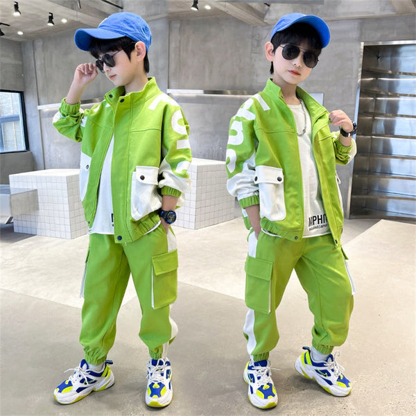 Fashion Boys Clothing Spring Autumn Patchwork Long Sleeve Sets