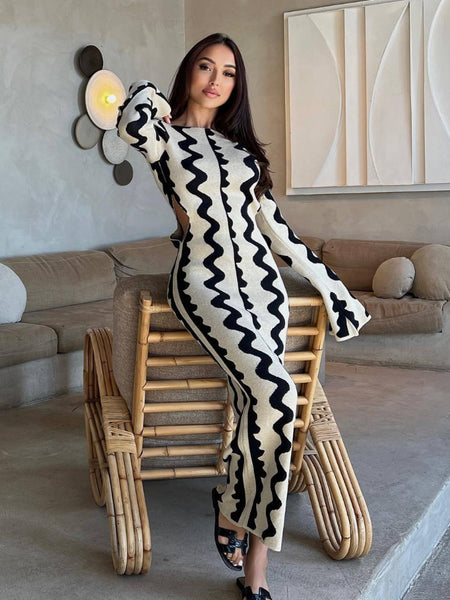 Elegant Sexy Flare Long Sleeve Bodycon Dress for Women